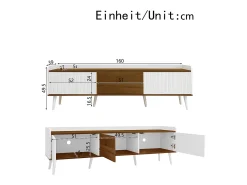 Aparador baixo de 3 portas com prateleira, 160 cm de altura, para TV, moderno, ideal para sala de estar, na cor branca.