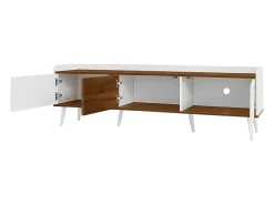 Aparador baixo de 3 portas com prateleira, 160 cm de altura, para TV, moderno, ideal para sala de estar, na cor branca.