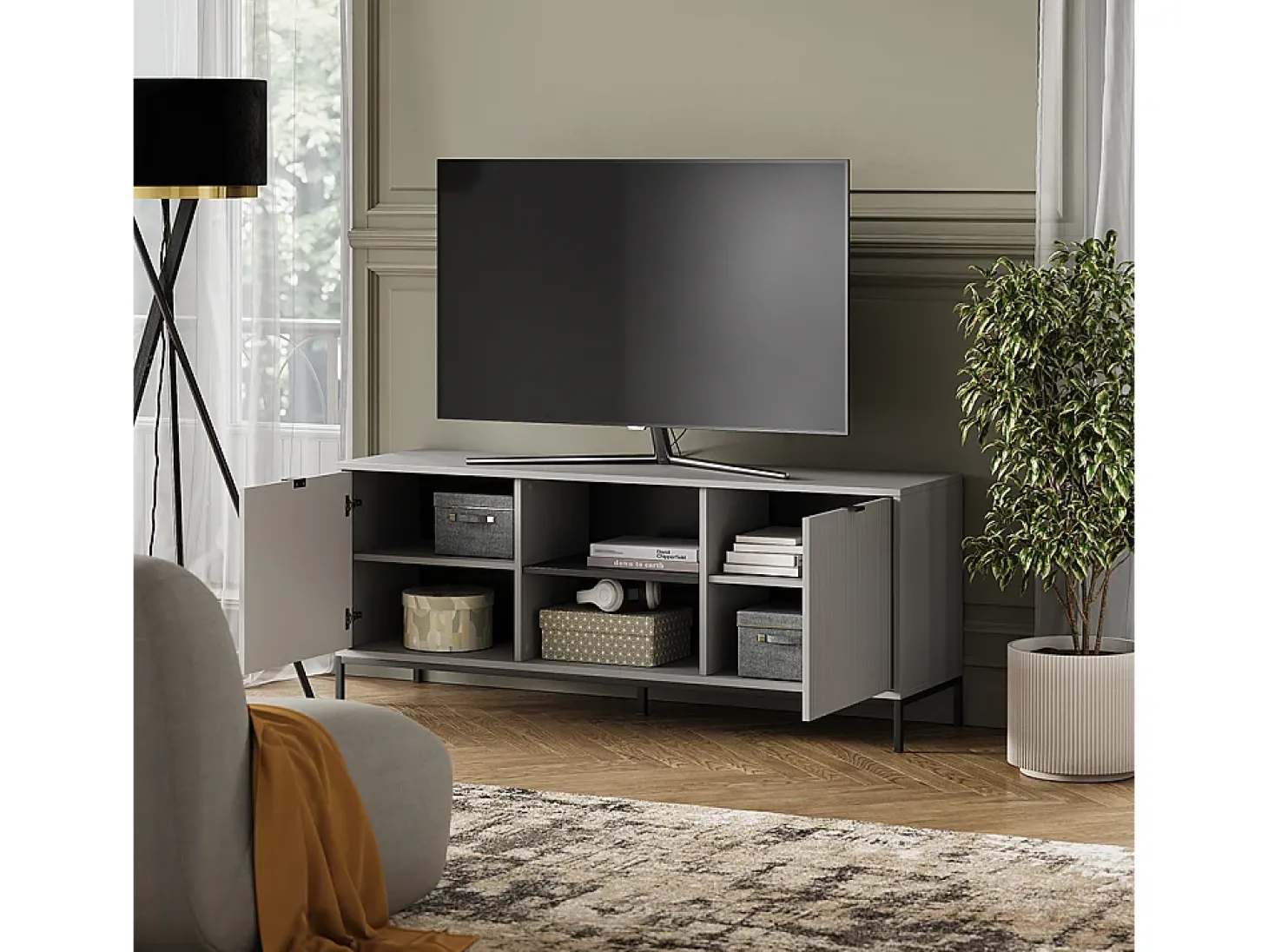 Aparador cinza 150x40.1x60 eliza