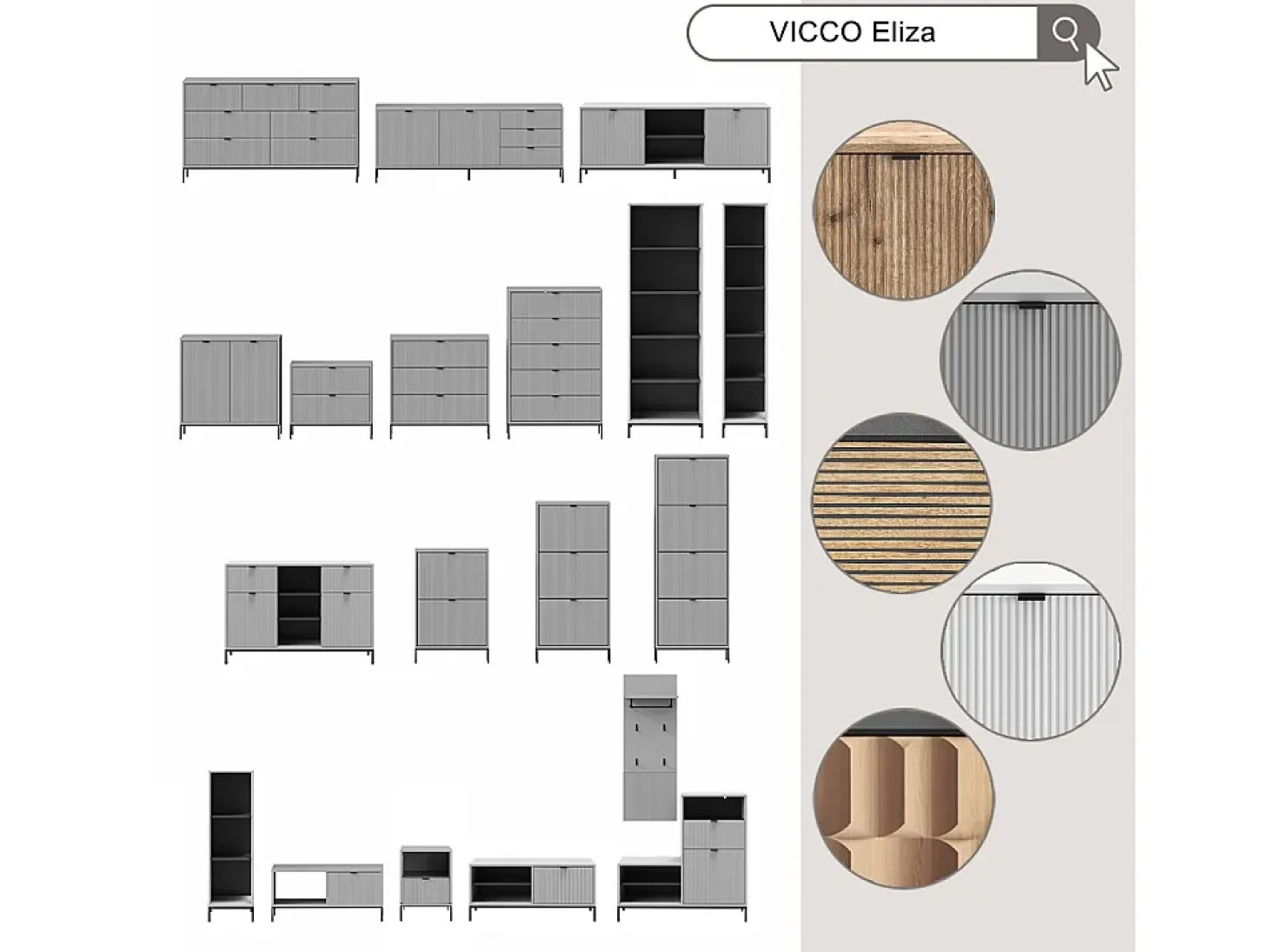 Aparador cinza 150x40.1x60 eliza