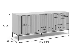 Aparador cinza 150x42x60 eliza