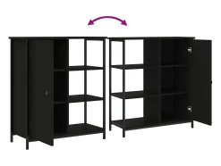 Aparador cômoda armário armário organizador cozinha sala sala 70 x 30 x 80 cm madeira trabalhada preta 02_0036092