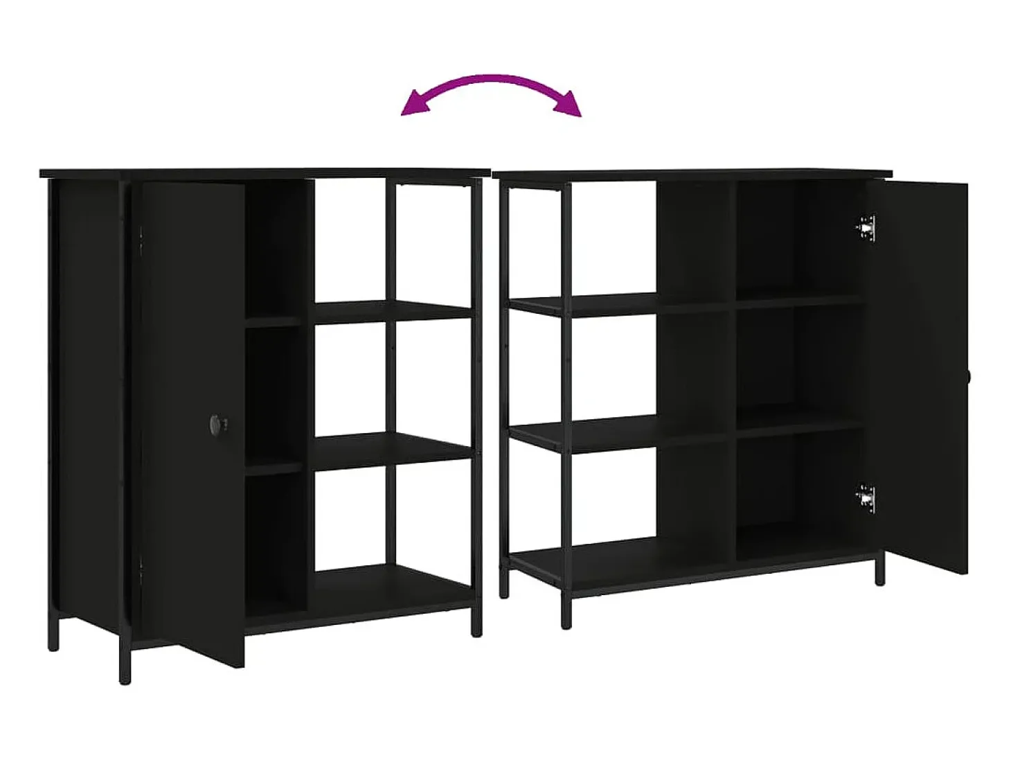 Aparador cômoda armário armário organizador cozinha sala sala 70 x 30 x 80 cm madeira trabalhada preta 02_0036092