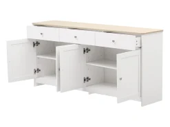 Aparador com acabamento em madeira branca, armário de cozinha com bancada, 160 x 37 x 75 cm, branco