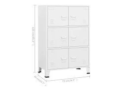 Aparador de arrumação industrial 75x40x115 cm metal branco