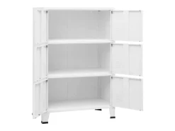 Aparador de arrumação industrial 75x40x115 cm metal branco