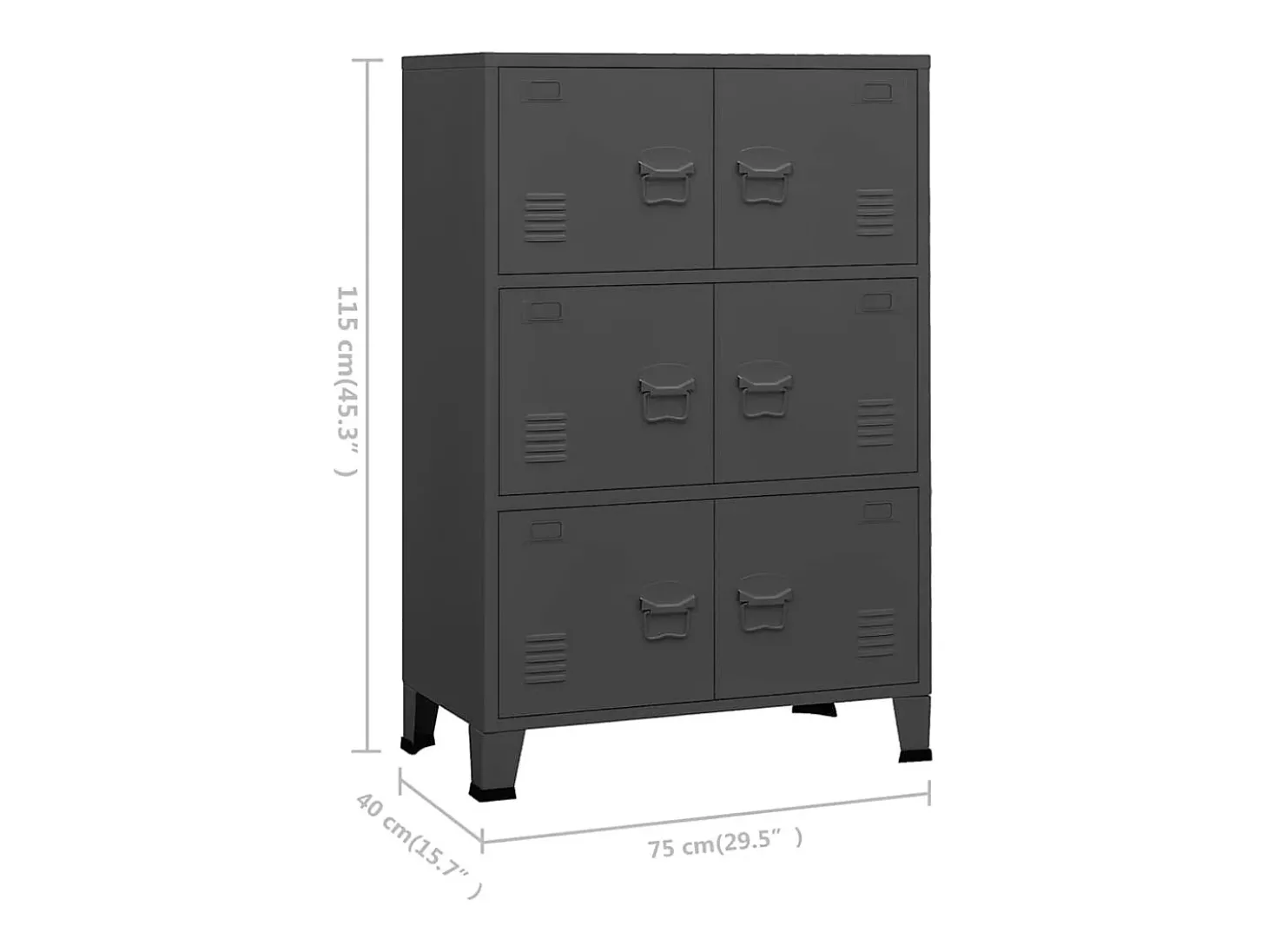 Aparador de arrumação industrial 75x40x115 cm metal antracite