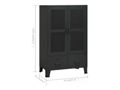 Aparador de arrumação industrial 70x40x115 cm metal preto