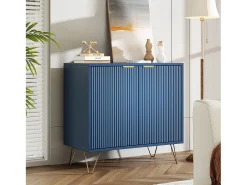 Aparador de cozinha com 2 portas e 2 prateleiras, para cozinha, sala de jantar e sala de estar, azul, 80x40x78 cm
