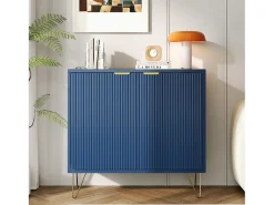 Aparador de Duas Portas em Azul Marinho com Pés Dourados – Design Moderno e Elegante
