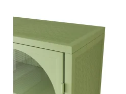 Aparador de parede com 2 portas de vidro curvas - Para cozinha e banheiro - Verde - 70 × 23 × 60 cm