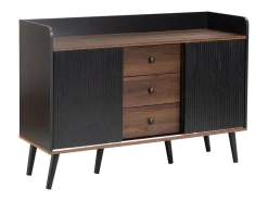 Aparador moderno com 2 portas 3 gavetas - prateleira de armazenamento - grão requintado - cores preto e marrom