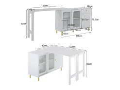 Aparador moderno com tampo giratório retrátil - arrumação diversa - MDF - Branco