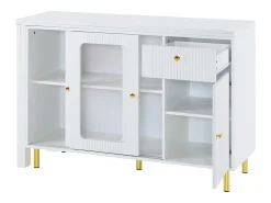 Aparador moderno com tampo giratório retrátil - arrumação diversa - MDF - Branco