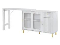 Aparador moderno com tampo giratório retrátil - arrumação diversa - MDF - Branco