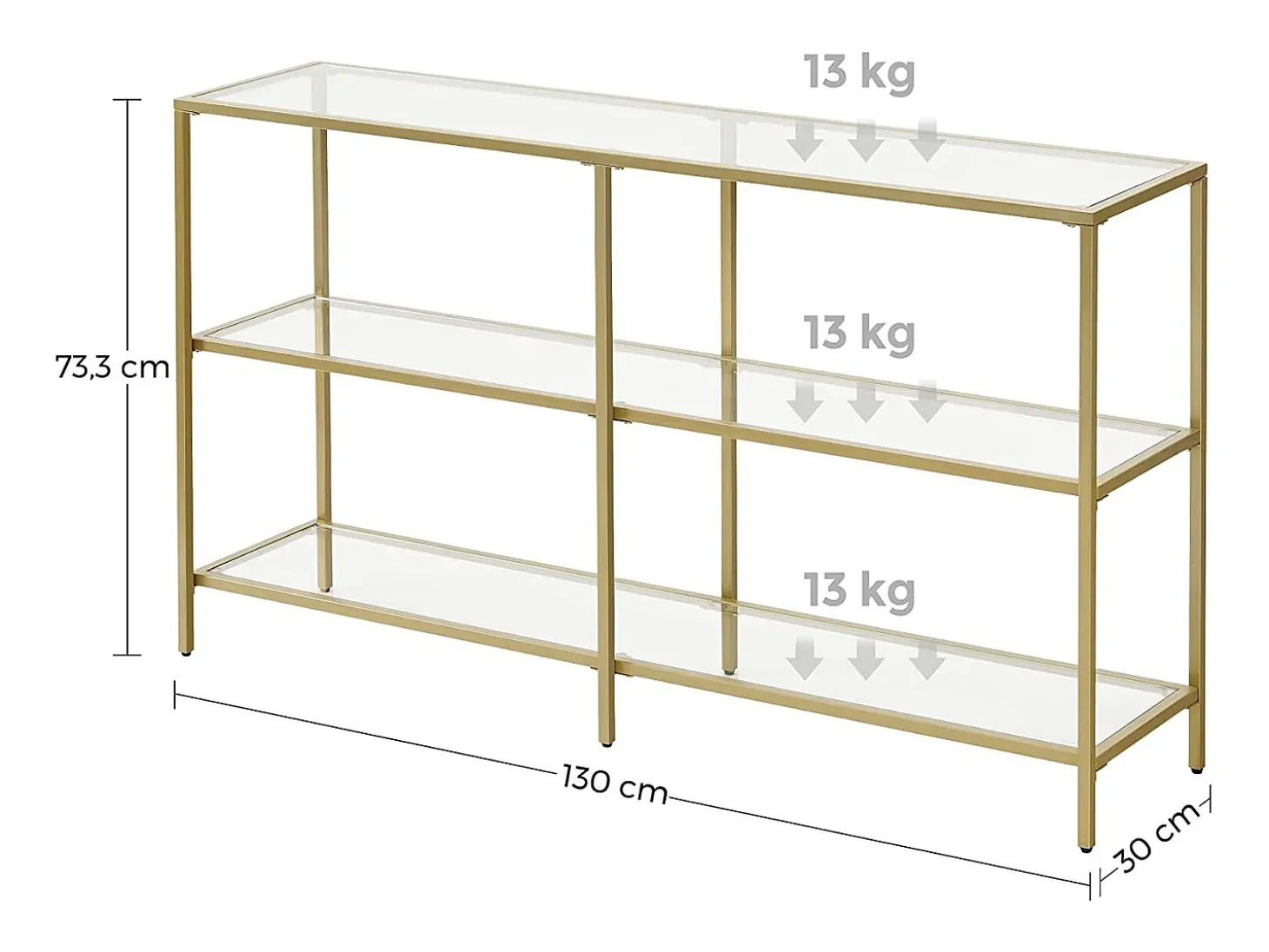 Aparador 130x30x73,3 cm dourado