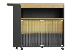 Aparador、Armário bar giratório e retrátil com LED - compartimentos e suporte para temperos - Preto