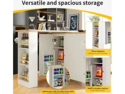 Aparador、Móvel bar giratório - MDF - 3 gavetas e 2 portas - Branco