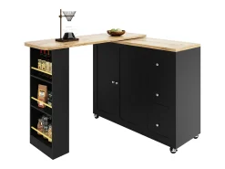Aparador、Móvel bar giratório - MDF - 3 gavetas e 2 portas - Preto