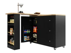 Aparador、Móvel bar giratório - MDF - 3 gavetas e 2 portas - Preto