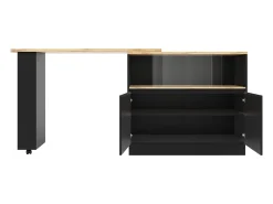 Aparador、Móvel de bar giratório e retrátil em MDF - amplo espaço de arrumação - estilo contemporâneo - Preto