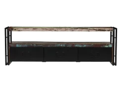 Aparador/rack para TV design prático madeira maciça reciclada 120 cm 2502156