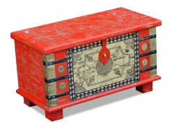 Arca arrumos madeira de mangueira 80x40x45 cm vermelho