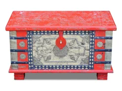 Arca arrumos madeira de mangueira 80x40x45 cm vermelho PT139700