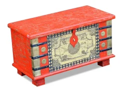 Arca arrumos madeira de mangueira 80x40x45 cm vermelho PT139700