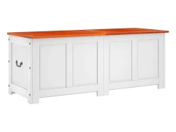 Arca de arrumação c/ tampa acácia maciça castanho e branco PT694216