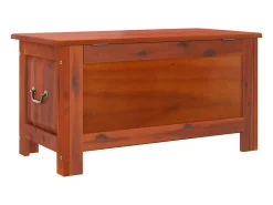 Arca de arrumação c/ tampa madeira de acácia maciça castanho