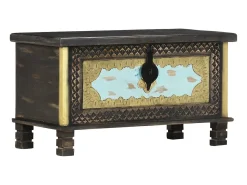 Arca de arrumação 80x40x45 cm madeira de mangueira maciça preto