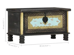 Arca de arrumação 80x40x45 cm madeira de mangueira maciça preto