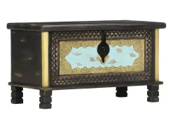 Arca de arrumação 80x40x45 cm madeira de mangueira maciça preto PT214824
