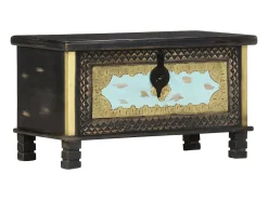 Arca de arrumação 80x40x45 cm madeira de mangueira maciça preto PT214824