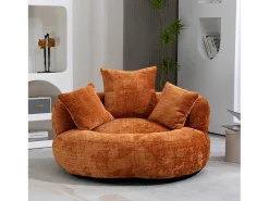 Armchair Pouf Pouf - tecido de lagarta laranja - com 3 travesseiros - Max 250kg Load - 108x108x52cm