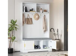 Armário - 120 x 40 x 191 cm - com sapateira + guarda-roupa + 6 ganchos triplos - aglomerado - branco