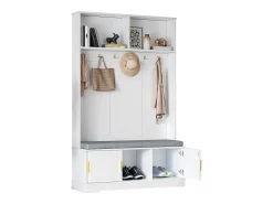Armário - 120 x 40 x 191 cm - com sapateira + guarda-roupa + 6 ganchos triplos - aglomerado - branco