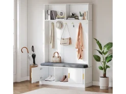 Armário - 120 x 40 x 191 cm - com sapateira + guarda-roupa + 6 ganchos triplos - aglomerado - branco