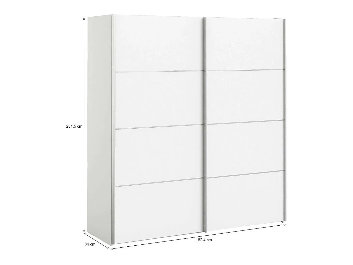 Armário Accadia de 2 portas, mobiliário de quarto, roupeiro, roupeiro, 182x64 h202 cm, branco