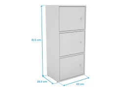 Armário auxiliar de sala Plea com 3 portas, branco, 42 x 92 x 29 cm