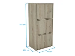 Armário auxiliar Plea com 3 portas, carvalho Sonoma, 42 x 91,5 x 28,6 cm, sala de estar