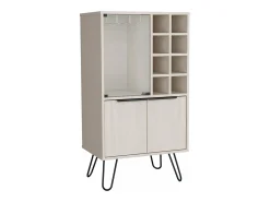 armário bar em melamina aster com 8 suportes para garrafas, 9 suportes para copos e arrumação inferior , Branco , 109,4 cm X 59,6 cm X 40 cm
