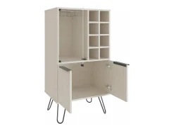 armário bar em melamina aster com 8 suportes para garrafas, 9 suportes para copos e arrumação inferior , Branco , 109,4 cm X 59,6 cm X 40 cm