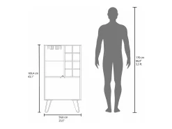 armário bar em melamina aster com 8 suportes para garrafas, 9 suportes para copos e arrumação inferior , Branco , 109,4 cm X 59,6 cm X 40 cm