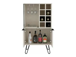 armário bar em melamina aster com 8 suportes para garrafas, 9 suportes para copos e arrumação inferior , Branco , 109,4 cm X 59,6 cm X 40 cm