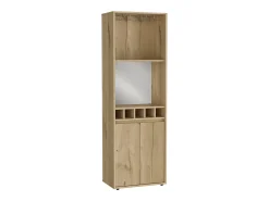 Armário bar em melamina Prana com 4 prateleiras, 2 portas, 4 suportes para garrafas e 6 suportes para copos, bege, 180 cm X 58.4 cm X 37 cm