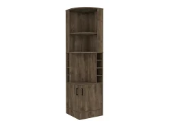 Armário bar em melamina Syrah com 4 prateleiras, 2 portas, 4 suportes para copos e 4 suportes para copos, castanho, 180.6 cm X 46.9 cm X 46.9 cm