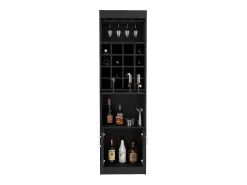 Armário bar Kava Beijing com mesa extensível, 180.59 cm X 50.8 cm X 33.78 cm , Preto