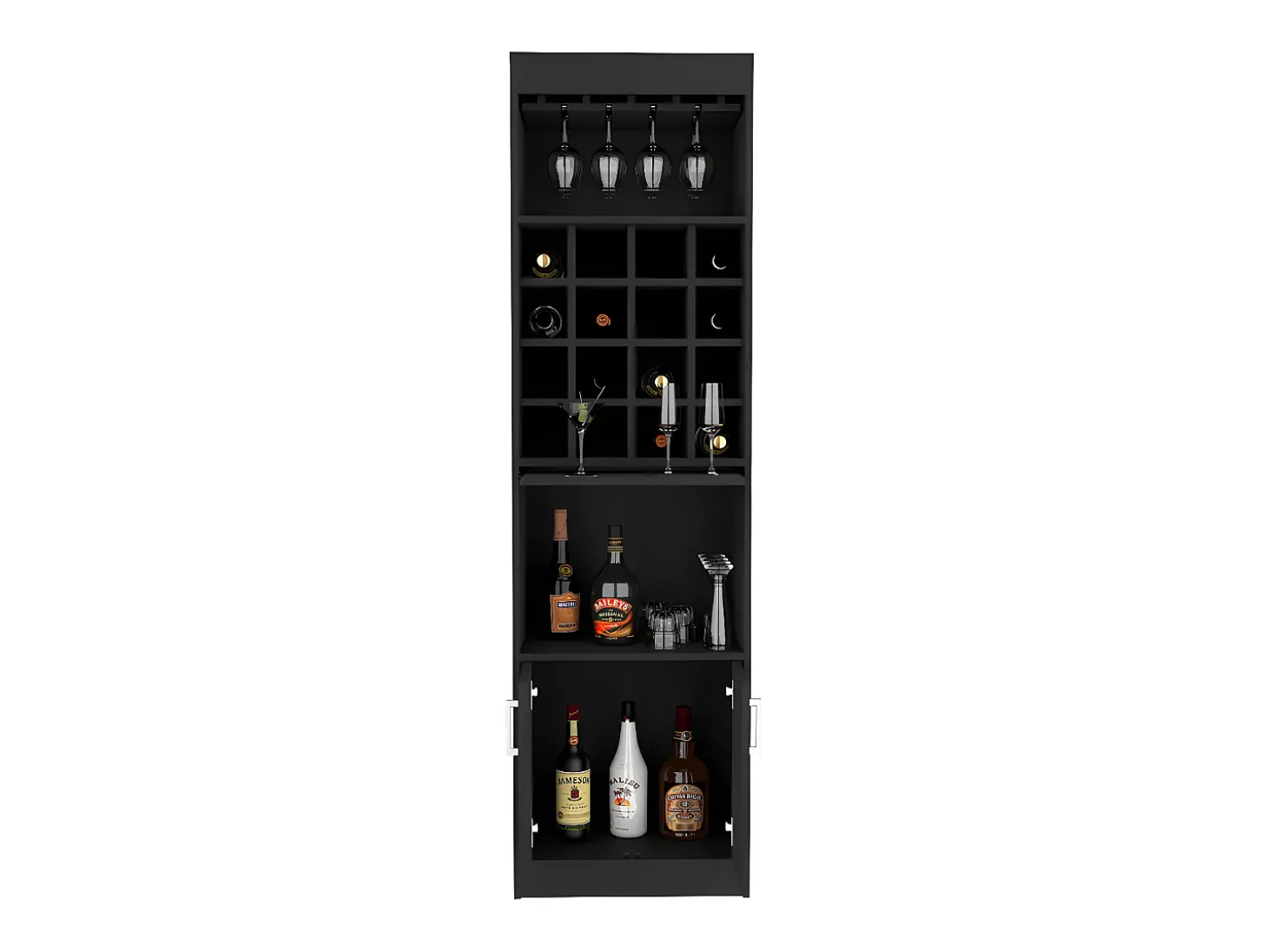 Armário bar Kava Beijing com mesa extensível, 180.59 cm X 50.8 cm X 33.78 cm , Preto